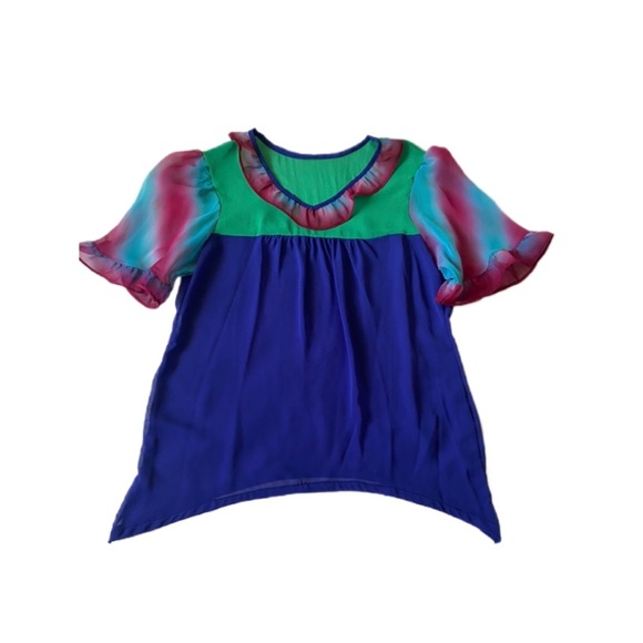 Multi Coloured Ruffle Sleeve Top - Picture 1 of 3